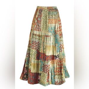 Catalog Classics Tiered Patchwork Maxi Skirt Cottagecore Boho Size Small